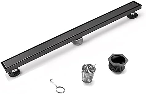 HEATGENE 24-Inch Matte Black Linear Shower Drain