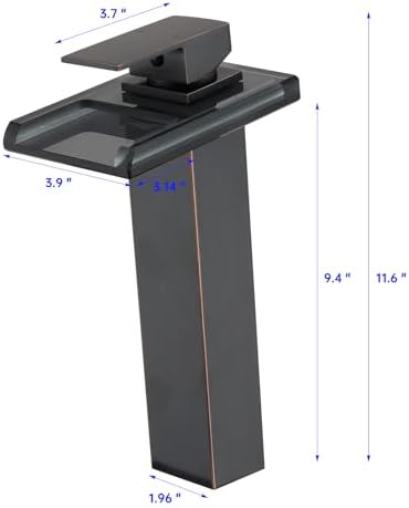 LED Bathroom Faucet with Waterfall Glass Spout