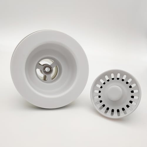 White Kitchen Sink Drain Strainer Kit with Removable Basket for GraniteFireclay Sinks
