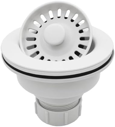 White Kitchen Sink Drain Strainer Kit with Removable Basket for GraniteFireclay Sinks