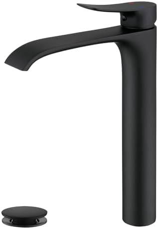 NEWRAIN Matte Black Waterfall Vessel Sink Faucet