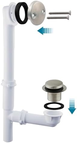 Welsan bathtub drain kit 1-12 tubular drain with brushed nickel finish
