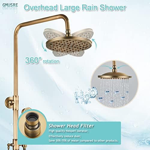 Antique Brass 8-Inch Shower Faucet Set