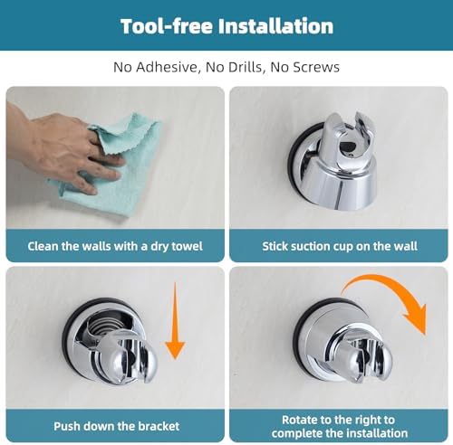 Adjustable Chrome Suction Cup for Small Space Showers