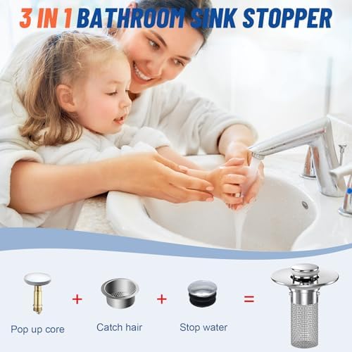 4-Piece Bathroom Sink Stopper Set with Anti-Clog Hair Catcher