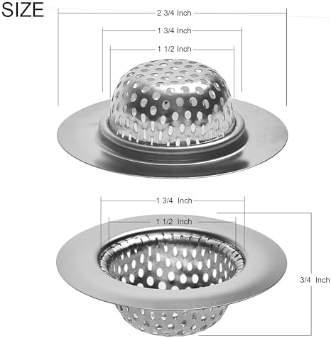 2-Pack Stainless Steel Bathtub Drain Strainer Covers