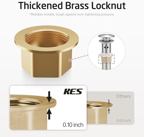 KES All Metal Bathroom Sink Drain with Strainer Basket