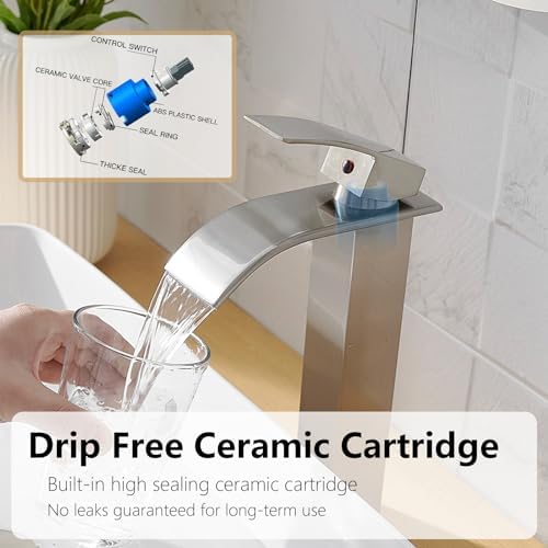 Vessel Sink Faucet Brushed Nickel Single Handle Touch On Faucet Modern Bathroom Faucet