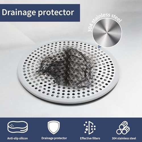 2PCS Shower Drain Hair Catcher Diameter 47 inch