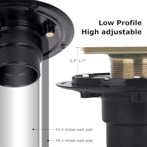 Champagne Bronze Low-Profile Shower Drain Kit