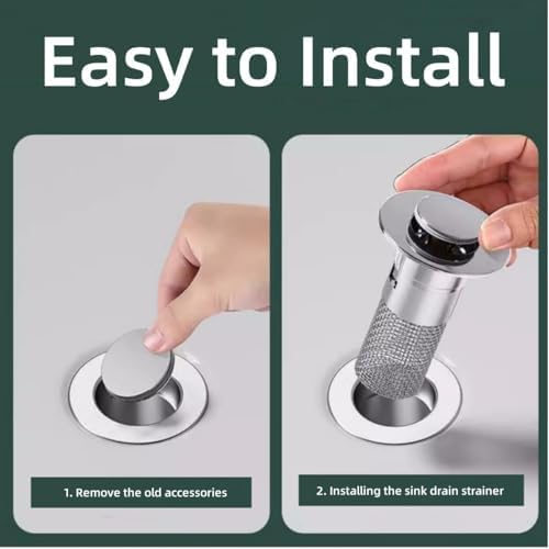 Stainless Steel Pop Up Sink Drain Strainer Hair Catcher