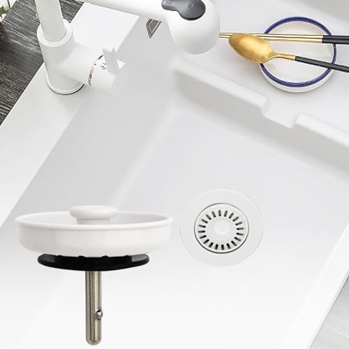 TGEOND White Kitchen Sink Drain Basket Strainer Replacement
