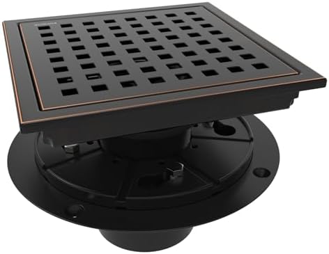 6 Square Shower Floor Drain with Flange