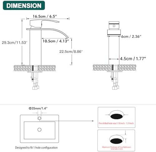 Hoimpro Brushed Nickel Single Hole Faucet for Washroom