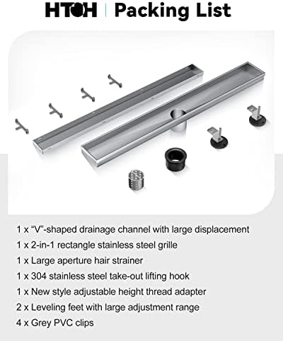 Sturdy 304 Stainless Steel 24-Inch Linear Shower Drain with Brushed Nickel Finish