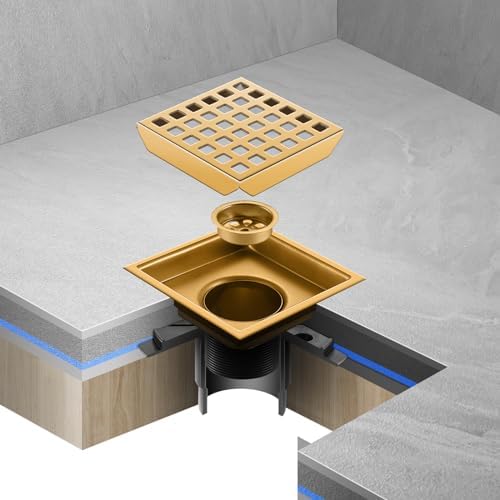 Bawojihui Square stainless steel 4-inch shower floor drain with flange
