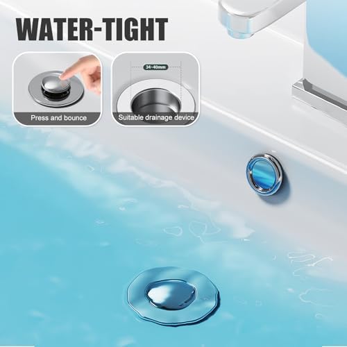 2Pcs 133-157inch Bathroom Sink Stopper Anti Clog Drain Strainer