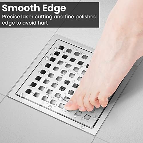 EXF 6-Inch Square Chrome Showers Drain Kit