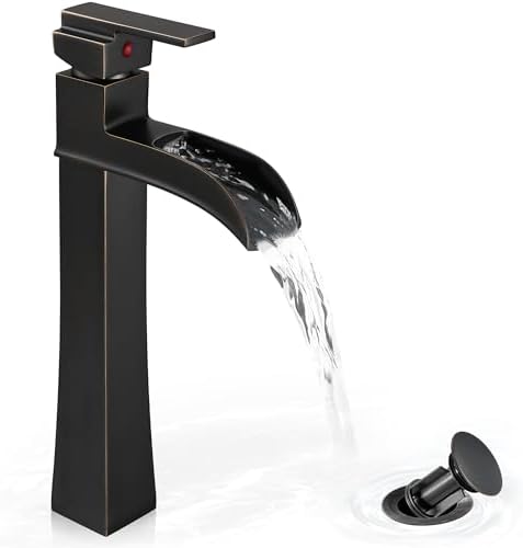 Vessel Sink Faucet with Waterfall Flow Brass Bathroom Faucet for Modern Home