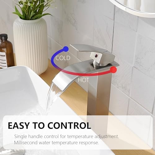 Vessel Sink Faucet Brushed Nickel Single Handle Touch On Faucet Modern Bathroom Faucet