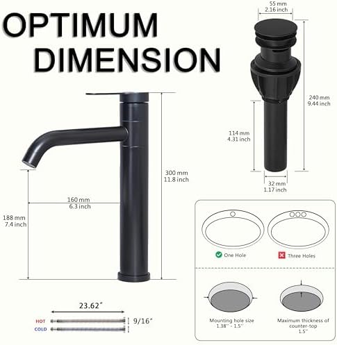 ComllenSturdy Modern Bath Faucet with 360 Flow