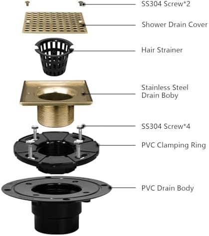 Champagne Bronze Low-Profile Shower Drain Kit