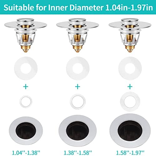 Universal Stainless Steel Sink Stopper with Hair Catcher