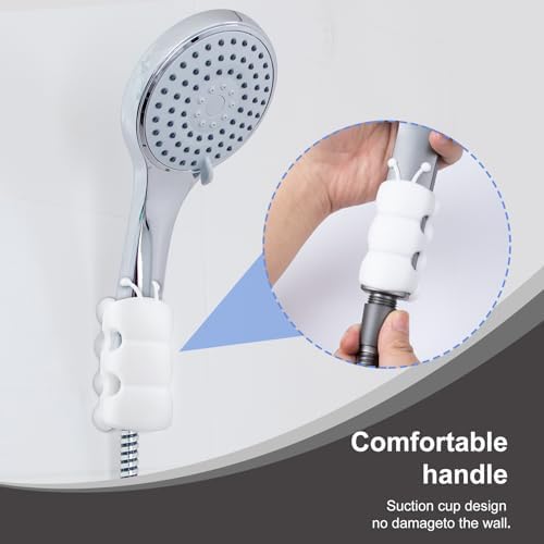 3pcs Universal Silicone Shower Head Holder with Suction Cup - White 1