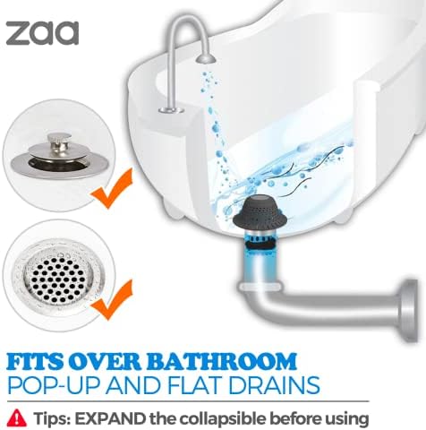 ZAA 2-Pack Silicone Collapsible Drains for Bathrooms