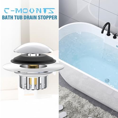 HOOKKI Upgraded 2-in-1 bathtub drain stopper premium copper dual filtration
