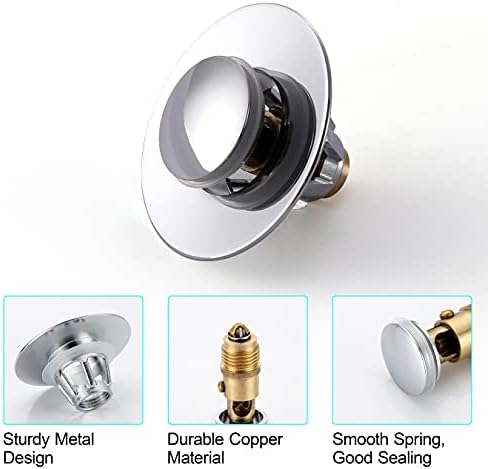 Universal Bathroom Sink Stopper Stainless Steel Anti-Clog Chrome