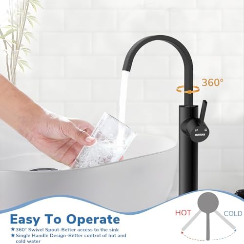 Hurran Matte Black Vessel Sink Faucet