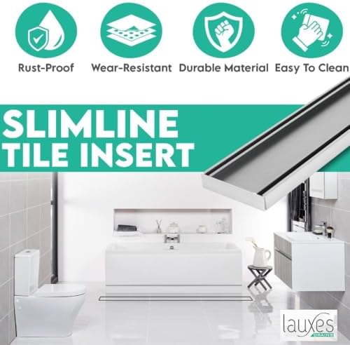 Lauxes Drains 84 Inclusive Linear Shower Drain with Tile Insert