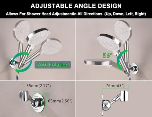 YUNZHIZHAO - All Metal Adjustable 360 Wall Mount Shower Head Bracket