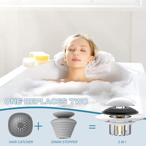 HOOKKI Upgraded 2-in-1 bathtub drain stopper premium copper dual filtration
