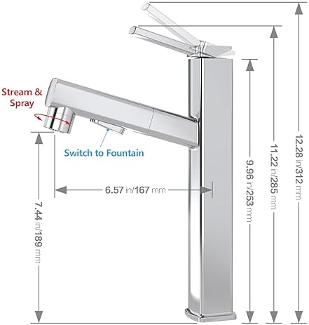 MIAOHUI 3-in-1 Fleeting Design Modern Tall Faucets for B Mouse