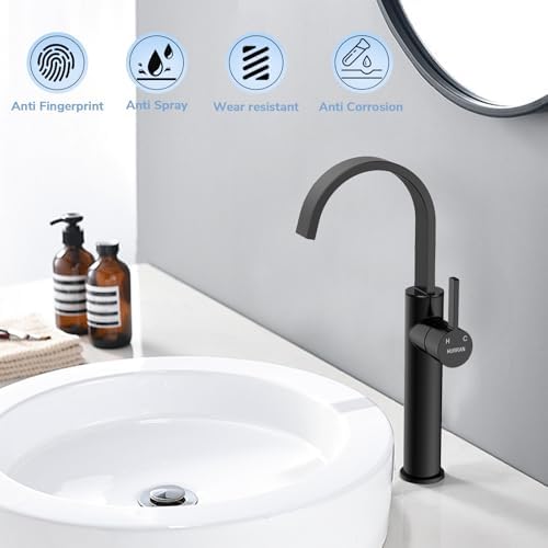 Hurran Matte Black Vessel Sink Faucet