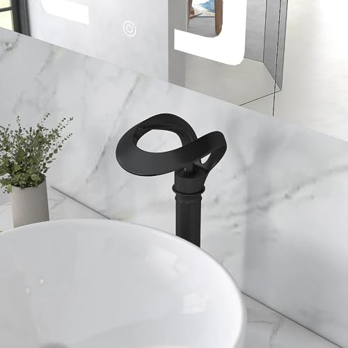 Lovedima Elegant Tall Waterfall Faucet Single Handle Solid Brass Black