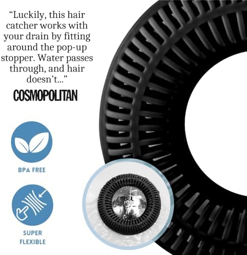 TUB RING The Ultimate Tub Drain Protector Hair CatcherStrainerSnake Black