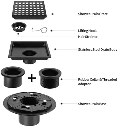 Matte Black 6 Shower Drain