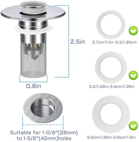 Palksky 2-Piece Bath Sink Drain Strainer