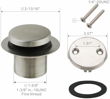Welsan bathtub drain kit 1-12 tubular drain with brushed nickel finish