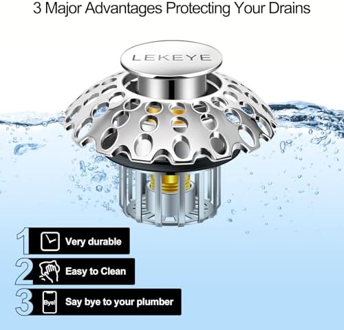 Lekeye 1-12 to 1-34 bathtub plug with shower drain hair catcher