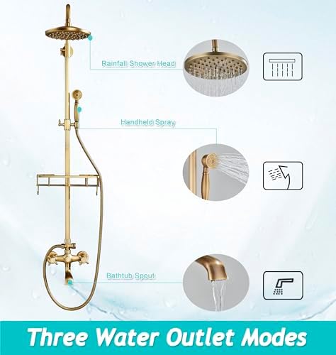 Antique Brass 8-Inch Shower Faucet Set