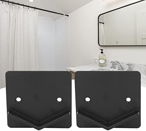 2-Piece Black Shower Curtain Rod Holder Impact-Resistant Wall-Mounted