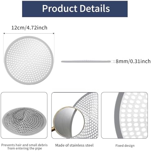 2PCS Shower Drain Hair Catcher Diameter 47 inch