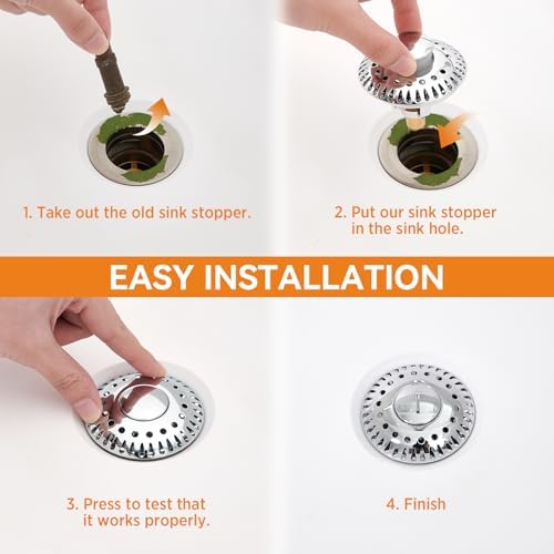 Keer Universal Bathroom Sink Stopper with Hair Catcher