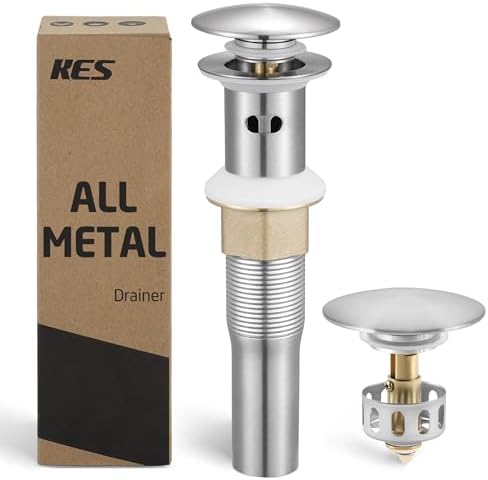 KES All Metal Bathroom Sink Drain with Strainer Basket