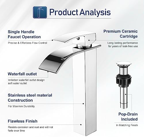 Vessel Sink Faucet Waterfall Faucet Chrome Bathroom Faucets
