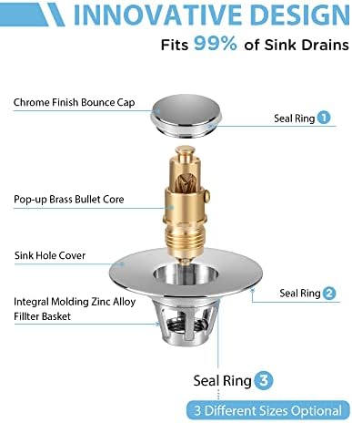 Tgosomt bathroom sink stopper - premium chrome finish for hassle-free draining